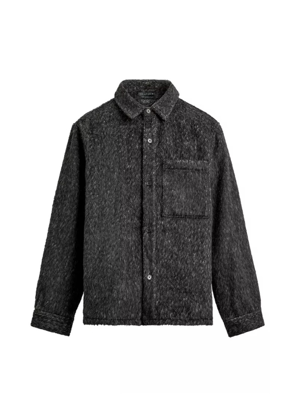 Zara Kids Charcoal Button-Up Shacket with Chest Pocket